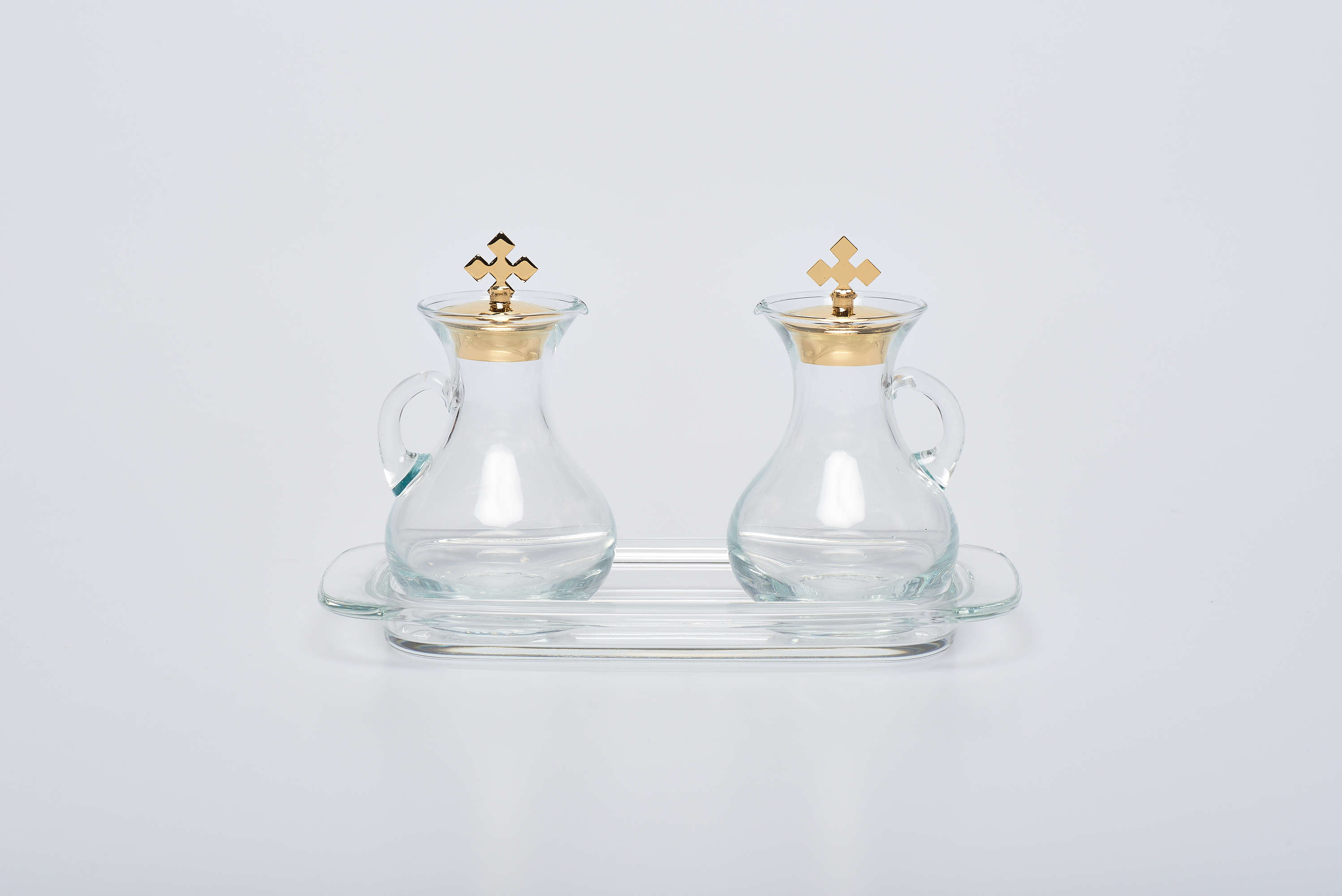 Servizio ampolle su vassoio in vetro 100cc