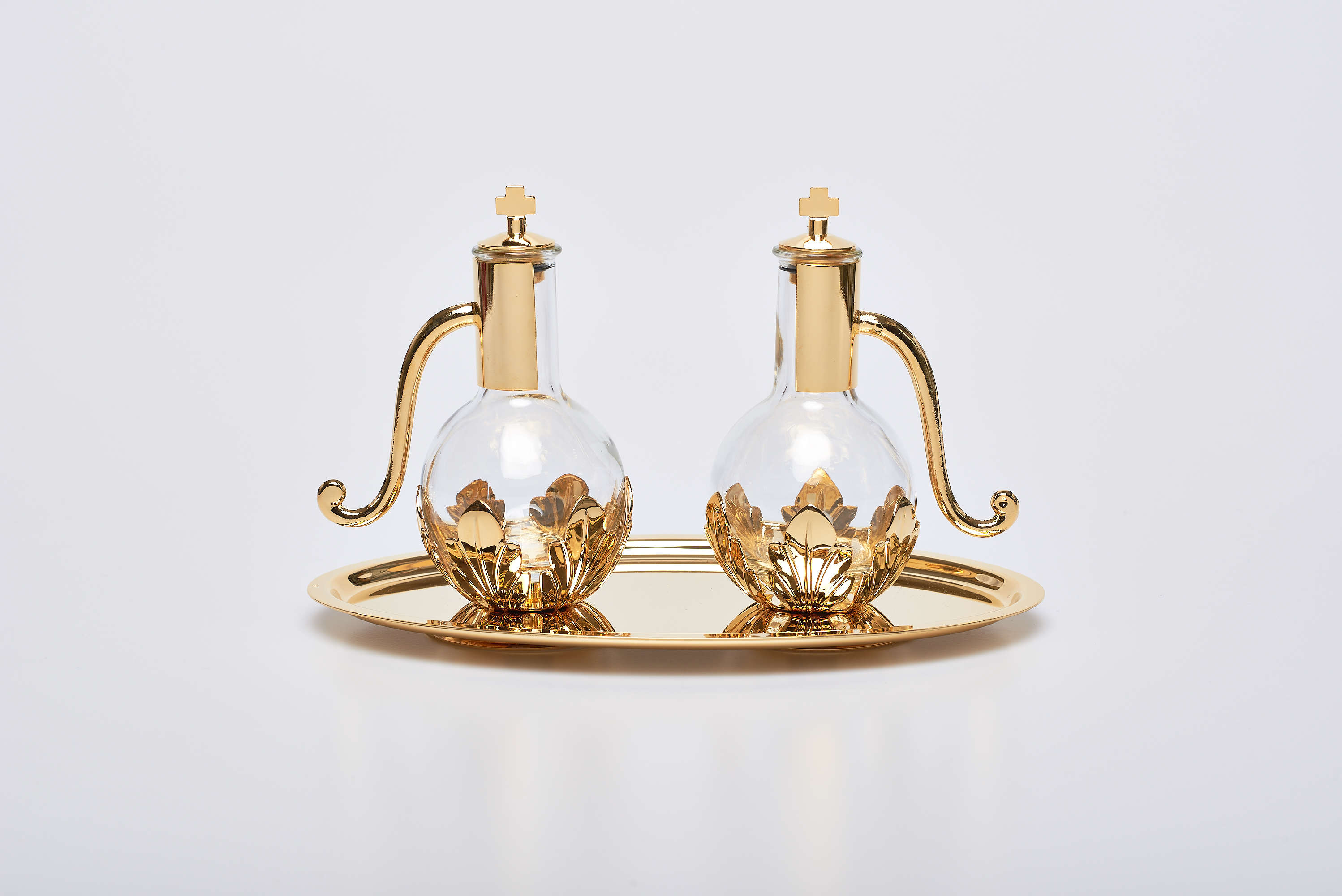 Servizio ampolle su vassoio ottone "Abbraccio"