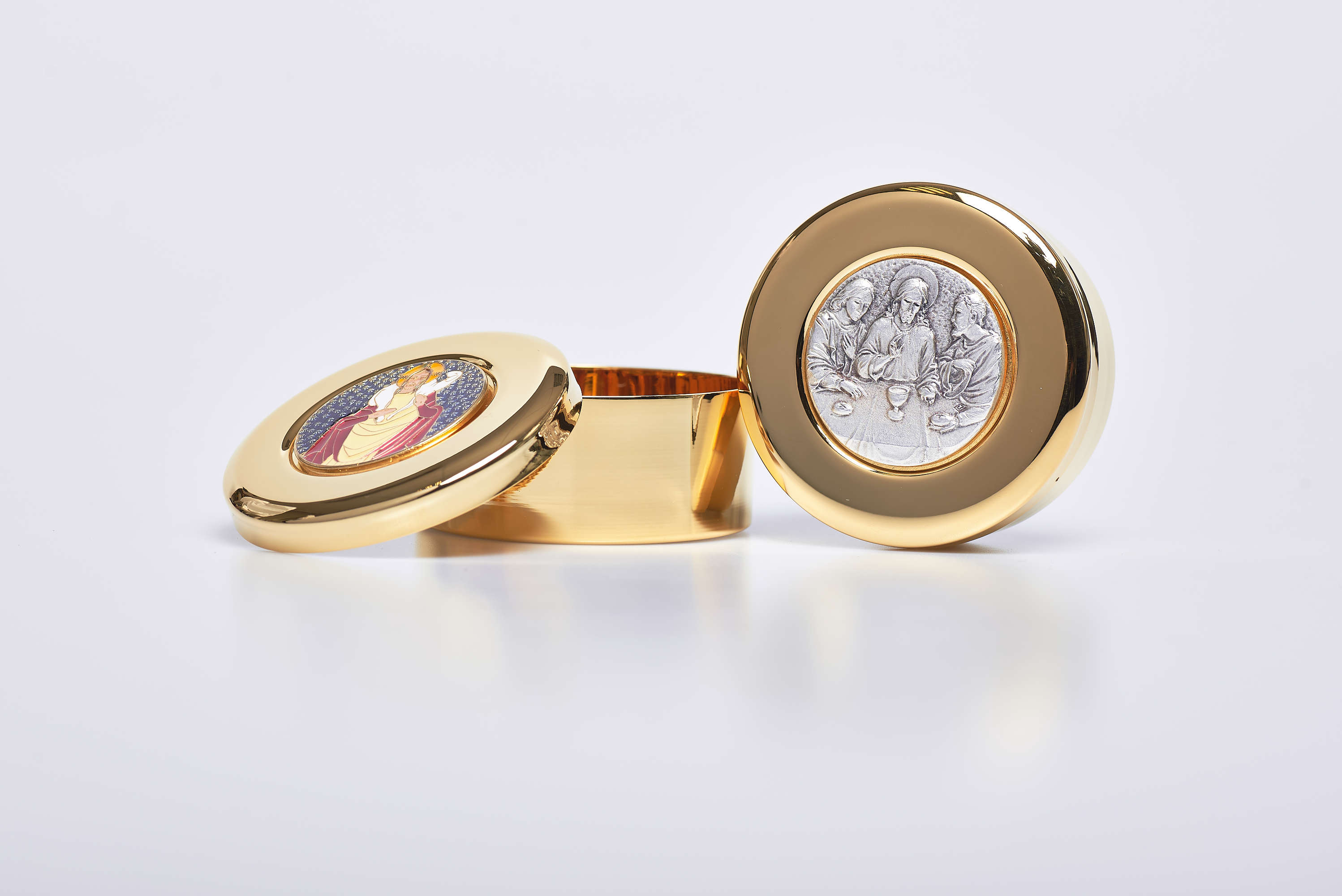 Scatola alta placca argentata Ø 7,5 x 3,5 cm