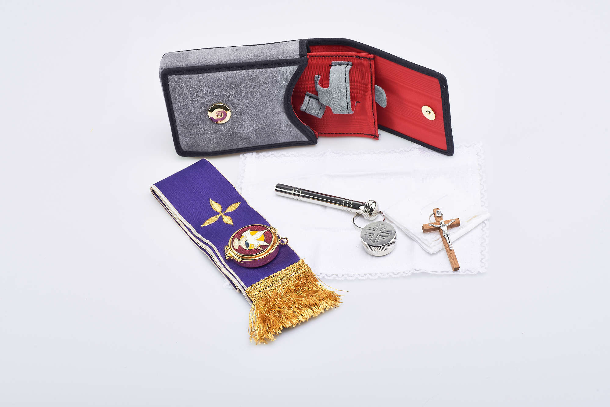 Taschina - completo Viatici in camoscio grigio a bottone