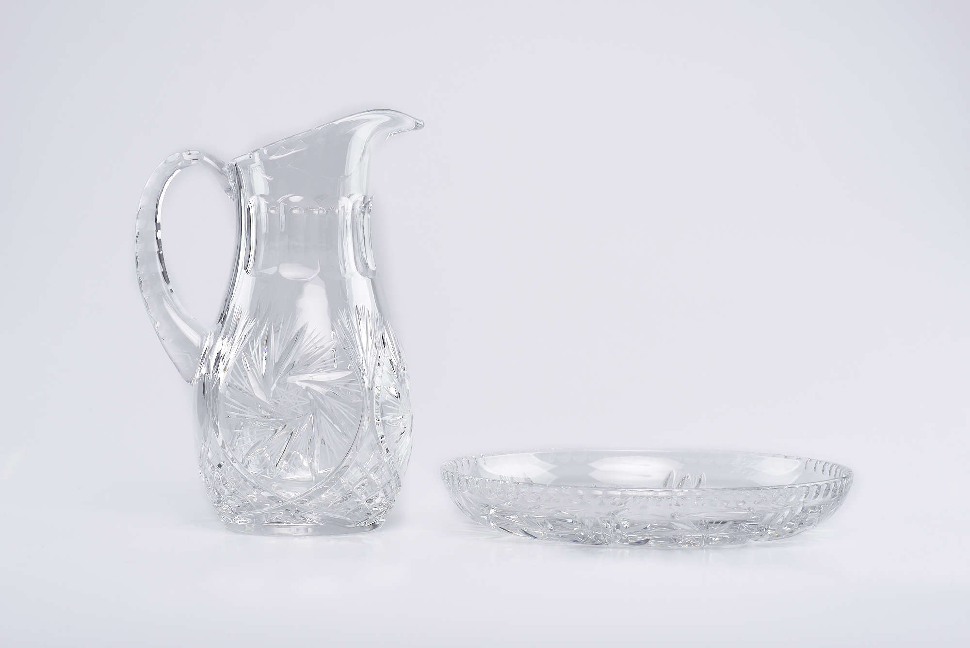 Brocca e piatto in cristallo