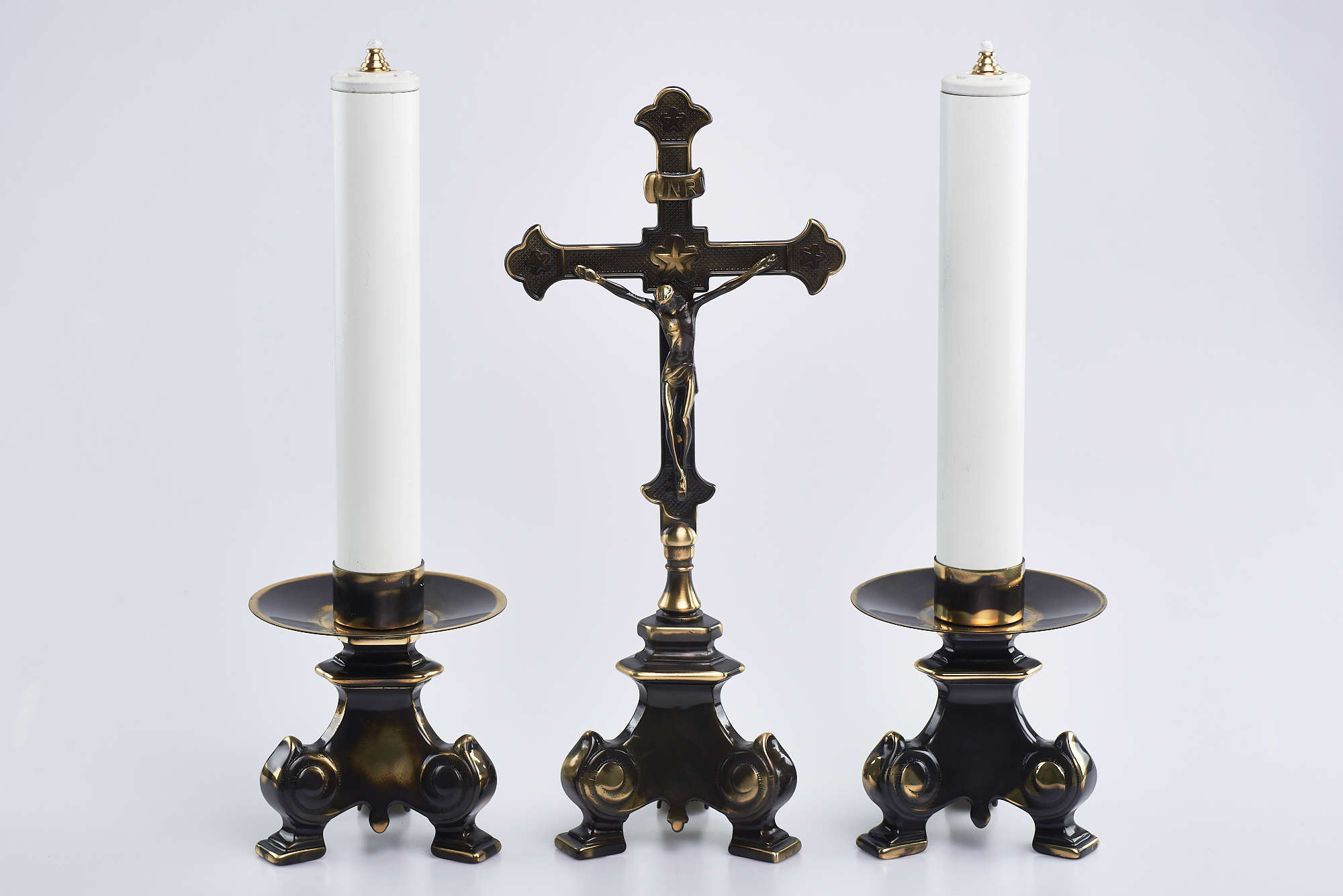 Trittico completo in ottone anticato