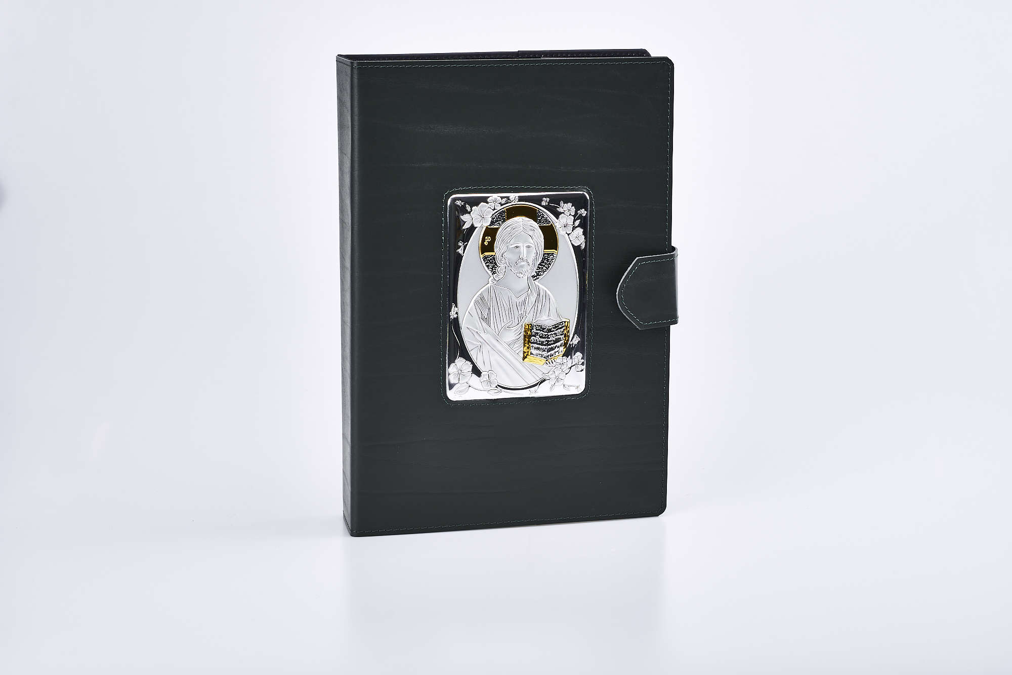 Lezionario Romano in pelle con placca Cristo argento